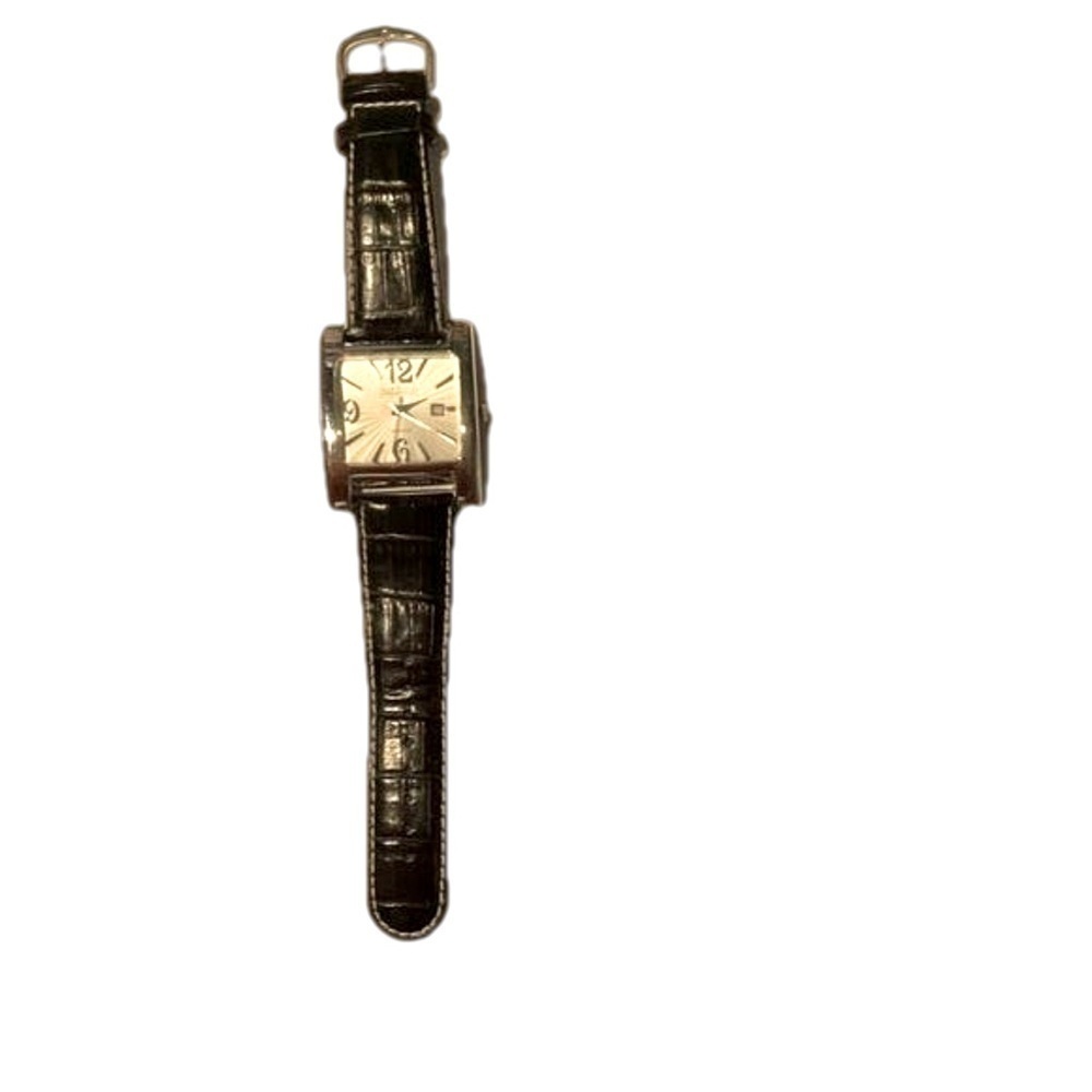 Vintage Joan Rivers Classics V377 Square Boyfriend Black Leather Quartz Watch